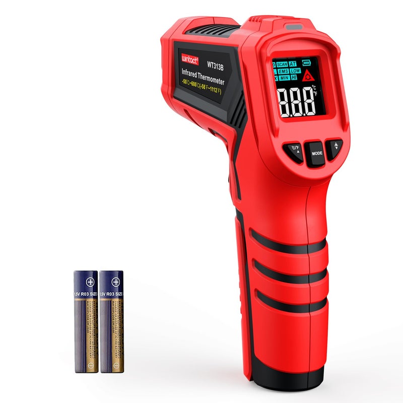 Wintact Laser Infrared Thermometer Gun, -58°F to 1112°F Surface Heat Temperature Gun, Non-Contact Digital Thermometer for Kitchen Cooking Food, Pizza Oven, BBQ, Griddle, Soap Making, HVAC - Image 1